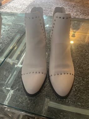 Steve Madden White Studded Ankle Booties